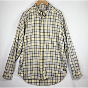 Baxter Shirt Mens Medium Yellow Blue Plaid‎ Button Down Long Sleeve Casual Top